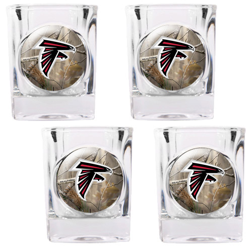 Great American Products GAPRTGSSCPK202635 Atlanta Falcons NFL Open Field 4pc Square Shot Glass Set