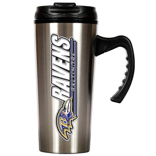 Great American Products GAPTMS207014 Baltimore Ravens NFL 16oz Stainless Steel Travel Mug