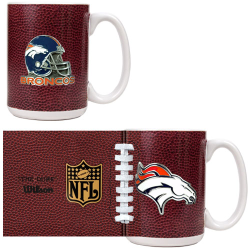 Great American Products GAPGMDGMD201347 Denver Broncos NFL 2pc GameBall Coffee Mug Set Primary Logo Helmet Logo