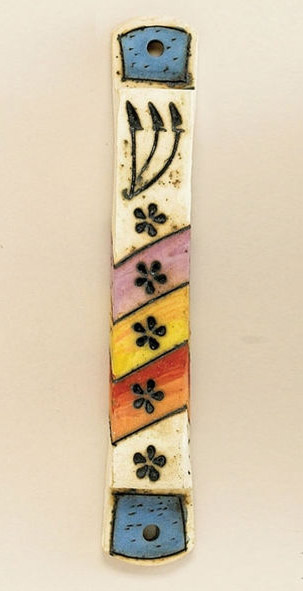 Rite Lite MZEB80F Flowers Ceramic Mezuzah by Inna 6 in.