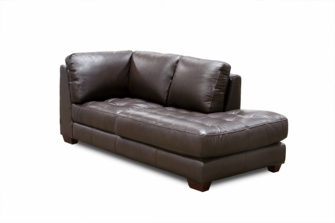 Diamond Sofa zenrfchaisem Zen Collection Right Facing#44; All Leather Tufted Seat Chaise by Diamond Sofa Mocca
