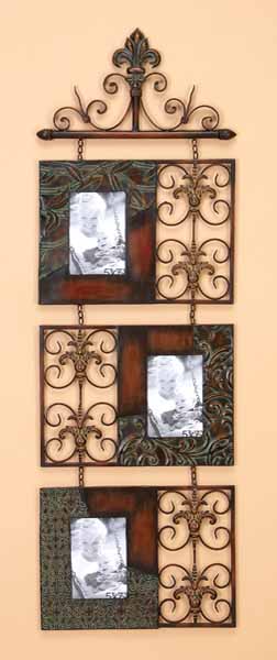 Benzara 56315 5 x7 Metal Wall 3 Photo Frames
