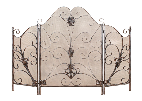 Benzara 97845 Metal Fireplace Screen in Mesh Wire