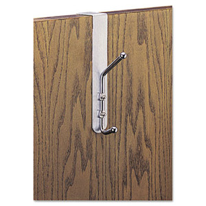 Safco 4166 Over-the-door Double Coat Hook- Chrome-plated Steel- Satin Aluminum Base