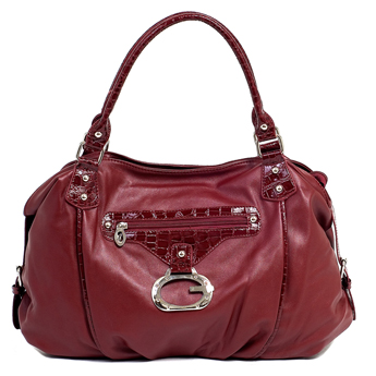 Parinda Stonecrop 01796 (Red) Croco Embossed Faux Leather Large Handbag