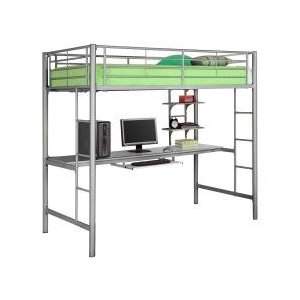 Sunrise Metal Twin - Workstation Bunk Bed - Silver