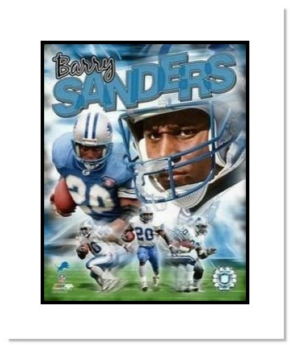 All About Autographs AAA10604m Barry Sanders Detroit Lions NFL Double Matted 8x10 Photograph Legends Composite