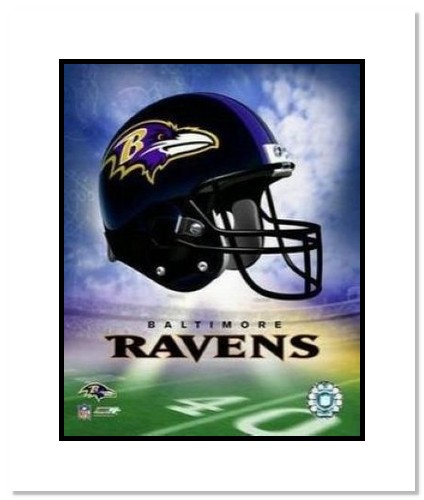 All About Autographs AAA10755m Baltimore Ravens NFL Double Matted 8x10 Photograph Team Logo and Football Helmet Collage