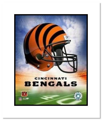 All About Autographs AAA10759m Cincinnati Bengals NFL Double Matted 8x10 Photograph Team Logo and Football Helmet Collage