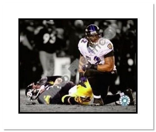 All About Autographs AAA11300m Ray Lewis Baltimore Ravens NFL Double Matted 8x10 Photograph Spotlight