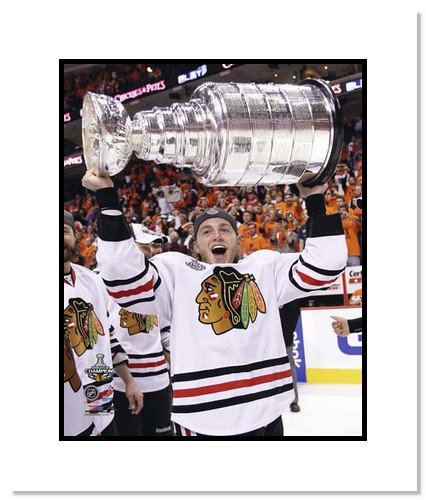 All About Autographs AAA11411m Patrick Kane Chicago Blackhawks NHL Double Matted 8x10 Photograph with 2010 Stanley Cup Trophy