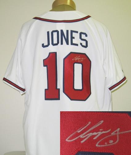 All About Autographs AAA76284 Chipper Jones Atlanta Braves MLB Hand Signed Authentic Style White Jersey