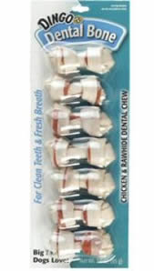 Dingo USA 03426003 Dingo USA Dental Bone Mini 2.5in Chicken and Rawhide Chew 7pack