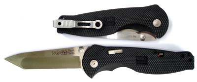 FSAT8-CP Flash II Satin Tanto Plain Edge Assisted Opening Knife with Clam Pack
