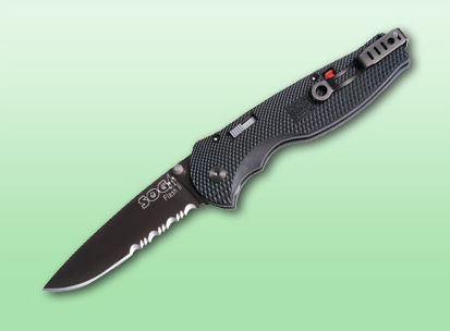 TFSA98-CP Flash II Partially Serrated Knife - Black Tini with Clam Pack