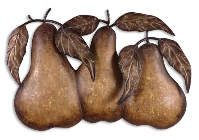 Uttermost 13580 Three Pears Wall Art Wall Decor  Antiqued Tan