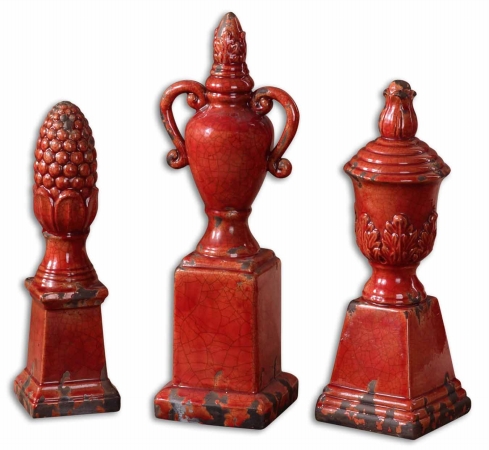 Uttermost 19334 Serka#44; Finials#44; Set of 3  Ceramic