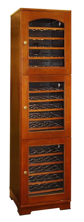Vinotemp VTBORDEAUX3 Bordeaux Wine Cellar with 3Zone Tower  RightSide Hinge  Brown