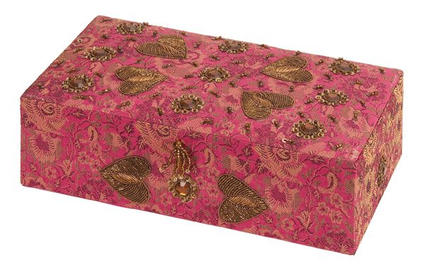 Benzara 16093 10 in. W Wood Fabric Jewelry Box