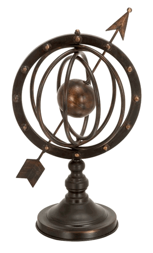 Benzara 66472 17 in. Metal Armillary Sphere Globe Solar Earth with Arrow