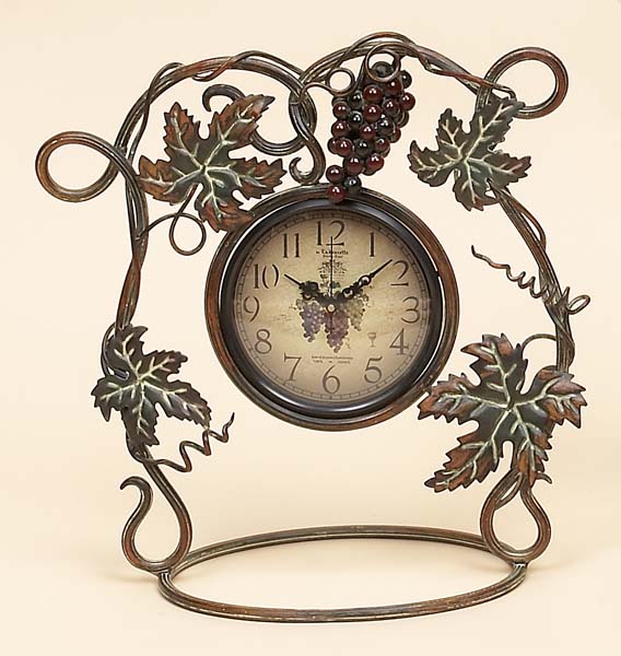 Benzara 99262 Wine Metal Table Desk Clock
