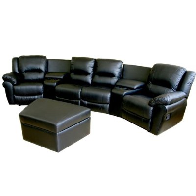Baxton Studio 8327Black7PC Home Theatre Sets Beldon 7piece Leather Recliner Home