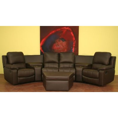 Baxton Studio 8802Brown7PC Home Theatre Sets Adam 7piece Brown Leather Home Thea