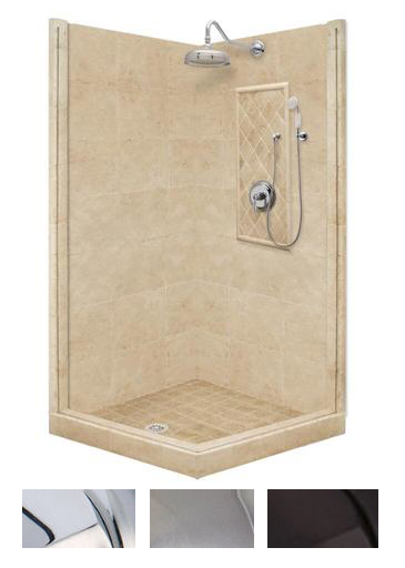 American Bath Factory P213714PSN American Bath Factory P213714PSN 60in.W X 34in.D Premium Shower Package with Satin Nickel Accessories