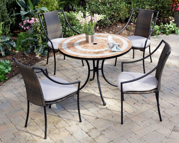 Home Style 56033080 Valencia Table 4 Laguna Slope Arm Chairs Terra Cotta Finish
