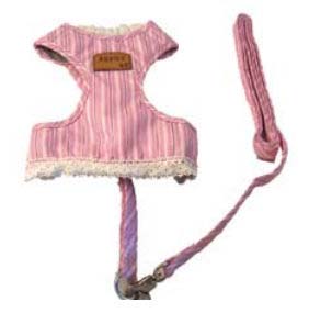 12689 Stripe Dog Cloth With A Leash-pink