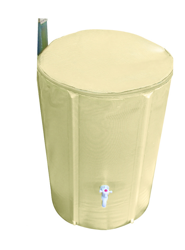 Rain Harvesting Pty Ltd DDCT99 Collapsible Barrel 60 Gallon 225 Litres#44; Cream#44; Size 35 in. high x 23.6 in. deep