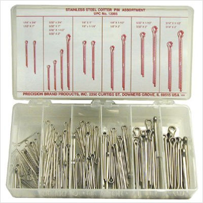 605-12995 Stainless Steel Cotter Pin Assortment 124 Pieces