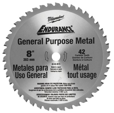 Milwaukee Electric Tools 49548404515 8 Inch Circular Saw Blade Metal Cutting 42T