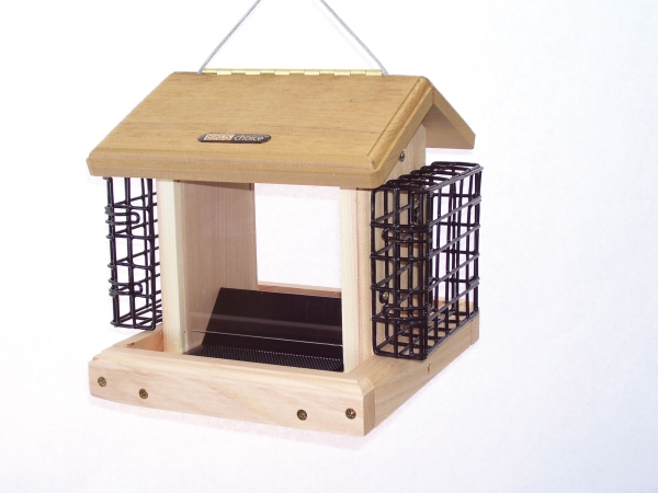 Birds Choice WC2100SS 2.5 Quart Cedar 2Sided Feeder with Suet Cages