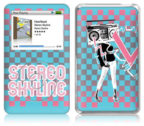 MusicSkins MSSSKY10003 iPod Classic 80120160GB Stereo Skyline Boom Box Lady Skin