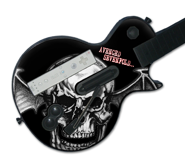 MusicSkins MSAVEN10027 Guitar Hero Les Paul Wii Avenged Sevenfold Batskull Skin