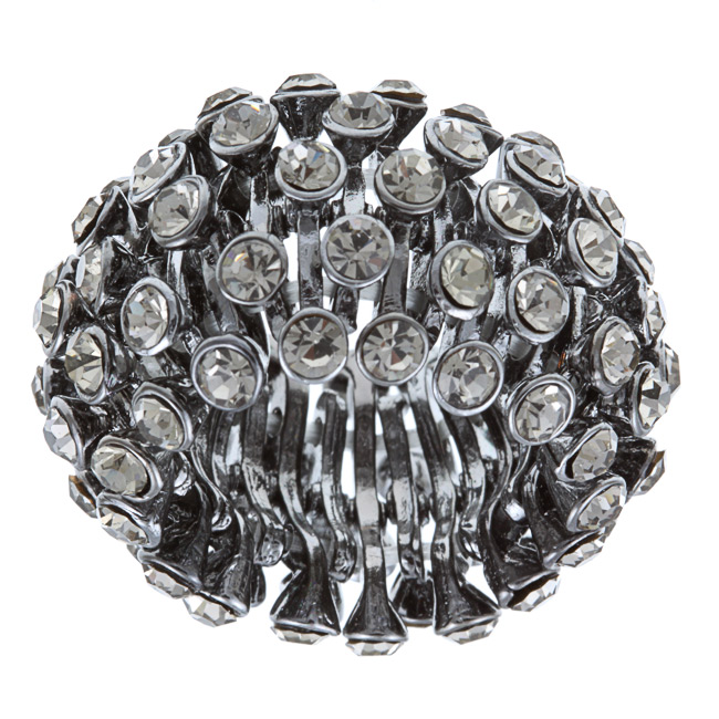 Zircomania 622r-0018bd Gunmetal Black Crystal Honeycomb Stretch Fashion Ring