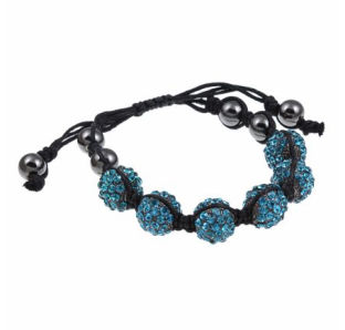 Zircomania 622b-0029tq Black Cord Macrame Blue Zircon Crystal Adjustable Bracelet
