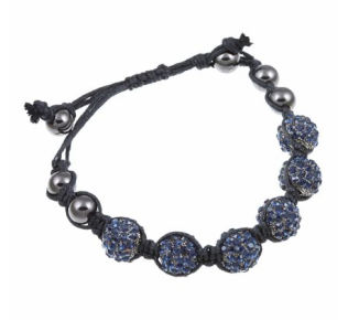Zircomania 622b-0029sr Black Cord Macrame Montana Blue Crystal Adjustable Bracelet