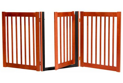 Essential Pet Products 42124 Three Panel Walk Thru Pet Gate  Cherry