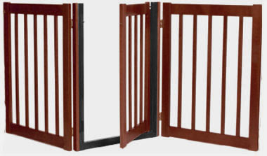 Essential Pet Products 42224 Three Panel Walk Thru Pet Gate  Mahogany