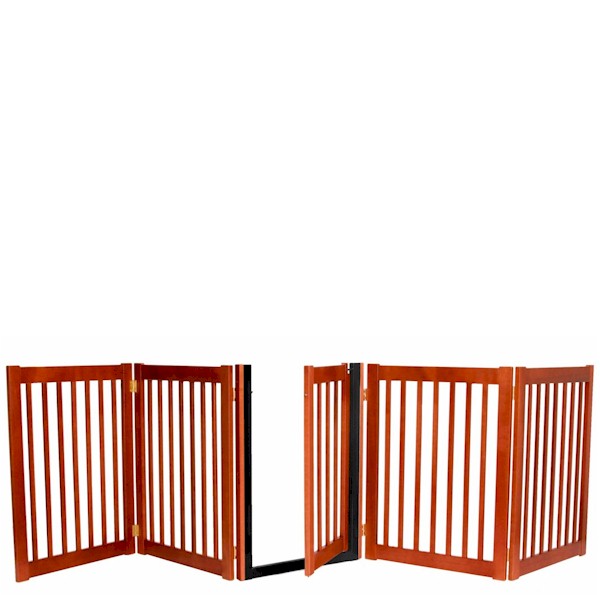 Essential Pet Products 42125 Five Panel Walk Thru Pet Gate  Cherry