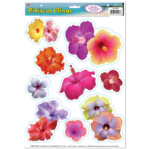 Beistle 54446 Party Clings Hibiscus Clings Pack Of 12