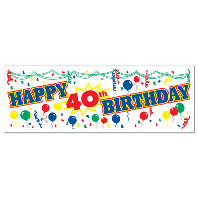 Beistle 5764040 Happy 40th Birthday Sign Banner