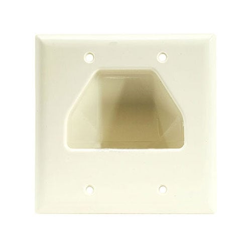 517-n Wall Plate- 2-gang Recessed Low Voltage Cable- Lite Almond