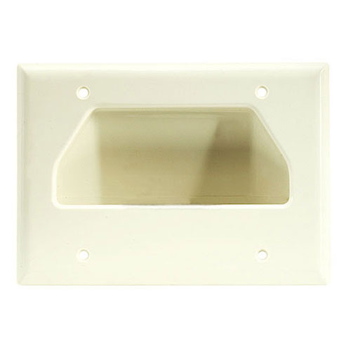 520-n Wall Plate- 3-gang Recessed Low Voltage Cable- Lite Almond