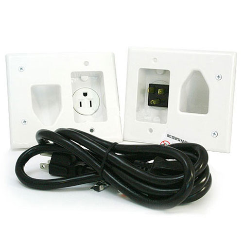 526-n Wall Plate- Recessed Pro Power Kit Withstraight Blade Inlet White
