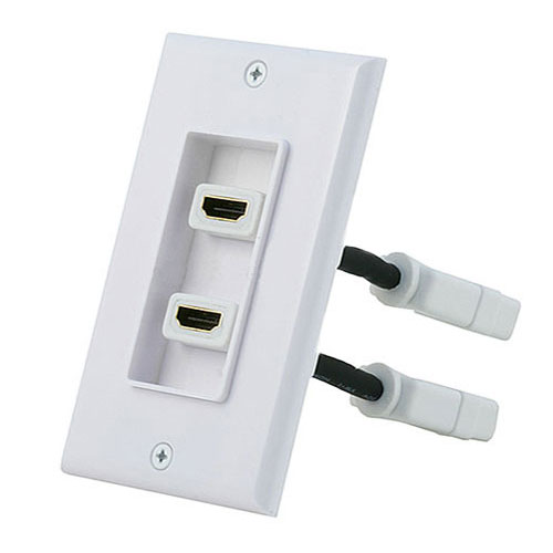 564-n Hdmi Wall Plate With 4 Inches Extension Cable- Dual Port- 2p