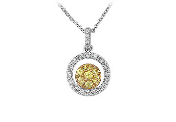 Fine Jewelry Vault MYP053Y106 Diamond Circle Pendant 14K Two Tone White Yellow Gold 0.50 CT Diamonds