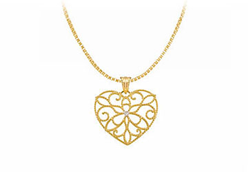 Fine Jewelry Vault PDS84895Y14D123 Diamond Heart Pendant 14K Yellow Gold  0.005 CT Diamond